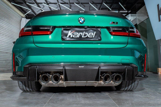 BMW M3 G80 G81 2021-ON with Aftermarket Parts - Rear Diffuser & Canards Pre-preg Carbon Fiber from Karbel Carbon