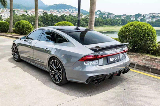 Audi S7 A7 (with s-line bumper) C8 2019-ON with Aftermarket Parts - V1 Style Rear Diffuser Pre-preg Carbon Fiber from Karbel Carbon