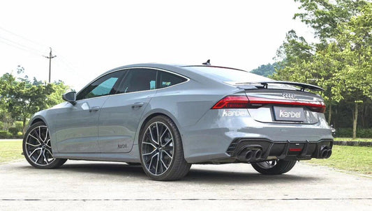 Audi S7 A7 (with s-line bumper) C8 2019-ON with Aftermarket Parts - V1 Style Rear Diffuser Pre-preg Carbon Fiber from Karbel Carbon