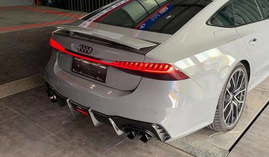 Audi S7 A7 (with s-line bumper) C8 2019-ON with Aftermarket Parts - V1 Style Rear Diffuser Pre-preg Carbon Fiber from Karbel Carbon