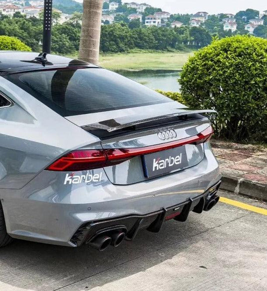 Audi S7 A7 (with s-line bumper) C8 2019-ON with Aftermarket Parts - V1 Style Rear Diffuser Pre-preg Carbon Fiber from Karbel Carbon