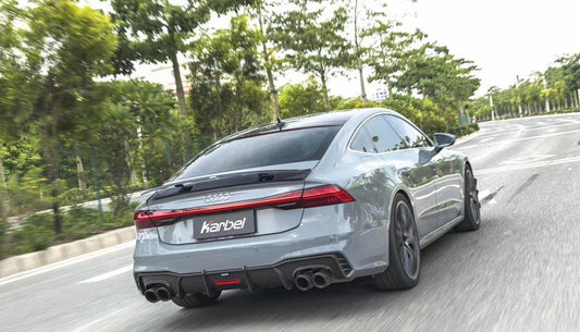 Audi S7 A7 (with s-line bumper) C8 2019-ON with Aftermarket Parts - V1 Style Rear Diffuser Pre-preg Carbon Fiber from Karbel Carbon