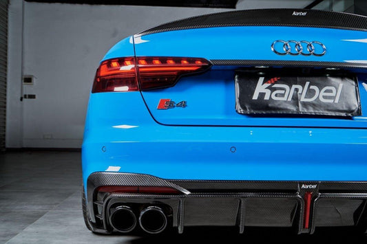 Audi S4 B9.5 2020-ON with Aftermarket Parts - Rear Diffuser & Canards V1 Style Pre-preg Carbon Fiber from Karbel Carbon