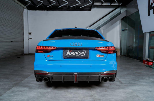 Audi S4 B9.5 2020-ON with Aftermarket Parts - Rear Diffuser & Canards V1 Style Pre-preg Carbon Fiber from Karbel Carbon