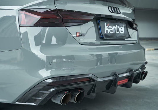 Audi S5 A5 (with s-line bumper, does not base model) B9.5 2020 2021 2022 2023 2024 with Aftermarket Parts - Rear Diffuser Pre-preg Carbon Fiber from Karbel Carbon