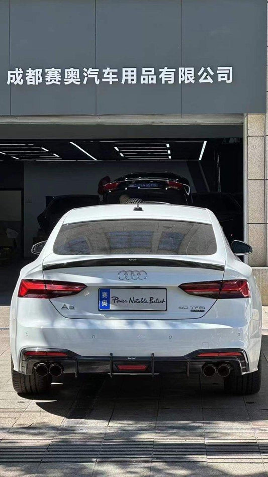 Audi S5 A5 (with s-line bumper, does not base model) B9.5 2020 2021 2022 2023 2024 with Aftermarket Parts - Rear Diffuser Pre-preg Carbon Fiber from Karbel Carbon