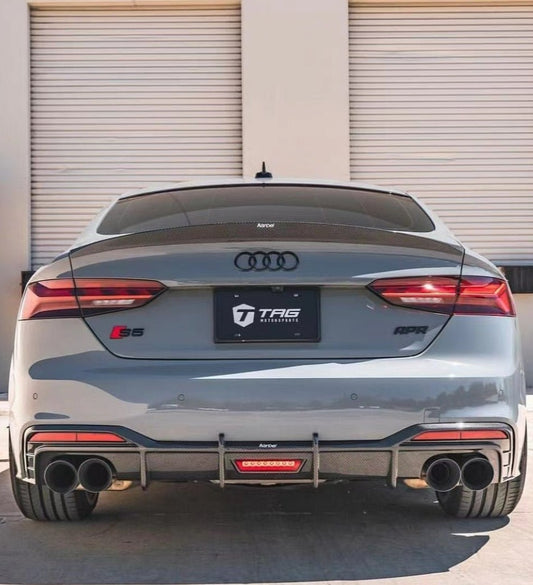 Karbel Carbon Dry Carbon Fiber Rear Diffuser Ver.1 with Brake Light for Audi S5 & A5 S Line 2020-ON B9.5 - Performance SpeedShop