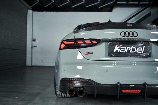 Audi S5 A5 (with s-line bumper, does not base model) B9.5 2020 2021 2022 2023 2024 with Aftermarket Parts - Rear Diffuser Pre-preg Carbon Fiber from Karbel Carbon