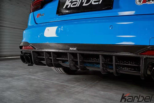 Audi S4 B9.5 2020-ON with Aftermarket Parts - V2 Style Rear Diffuser & Canards Pre-preg Carbon Fiber from Karbel Carbon
