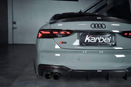 Audi S5 A5 (with s-line bumper, does not base model) B9.5 2020 2021 2022 2023 2024 with Aftermarket Parts - Rear Diffuser Pre-preg Carbon Fiber from Karbel Carbon