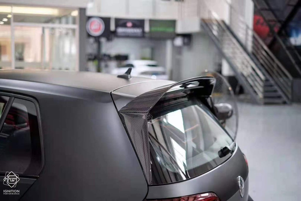 Karbel Carbon Dry Carbon Fiber Rear Roof Spoiler Ver.1 for Volkswagen Golf GTI MK7.5 - Performance SpeedShop