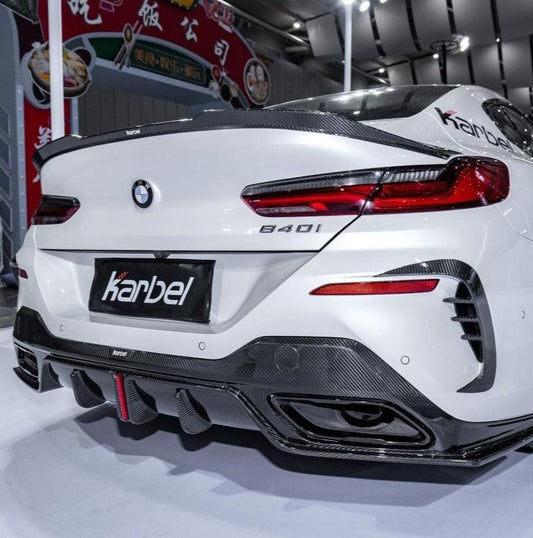 BMW 8 Series M850 840 G16 2018 2019 2020 2021 2022 2023 2024 with Aftermarket Parts - Rear Spoiler Pre-preg Carbon Fiber from Karbel Carbon