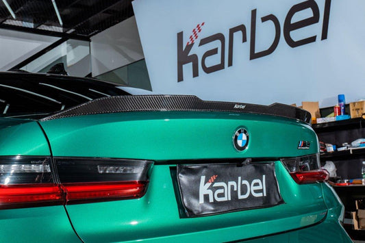 BMW M3 G80 2021-ON & 3 Series 330i M340i G20 (Fits Both Pre-LCI & LCI) 2019-ON with Aftermarket Parts - V2 Style Rear Spoiler Carbon Fiber from Karbel Carbon
