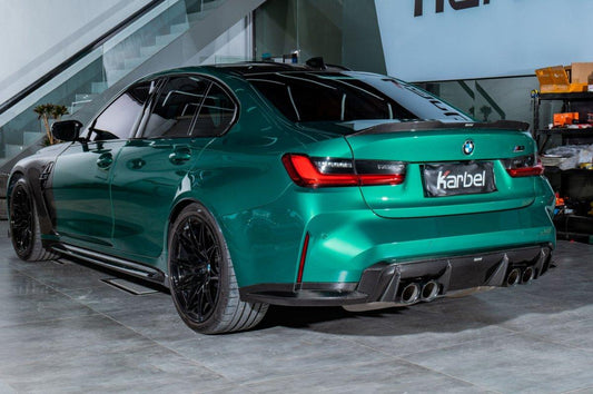 BMW M3 G80 2021-ON & 3 Series 330i M340i G20 (Fits Both Pre-LCI & LCI) 2019-ON with Aftermarket Parts - V2 Style Rear Spoiler Carbon Fiber from Karbel Carbon
