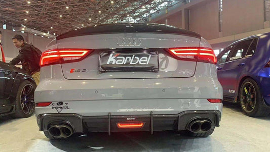 Audi RS3 S3 A3 8V/8V.5 2014 2015 2016 2017 2018 2019 2020 with Aftermarket Parts - Rear Spoiler Pre-preg Carbon Fiber from Karbel Carbon