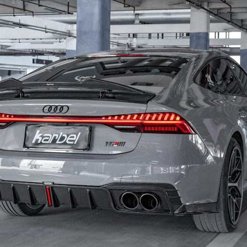 Audi RS7 S7 A7 C8 2019-ON with Aftermarket Parts - V2 Style Rear Spoiler Pre-preg Carbon Fiber from Karbel Carbon