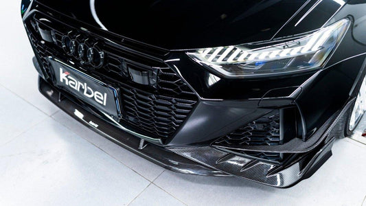 Audi RS6 C8 2020-ON & RS7 C8 2020-ON with Aftermarket Parts - Front Canards Pre-preg Carbon Fiber from Karbel Carbon