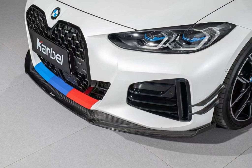 Karbel Carbon Fiber Front Canards for BMW I4 G26 M50 / e Drive 40 & G26 Gran coupe M440i 430i - Performance SpeedShop