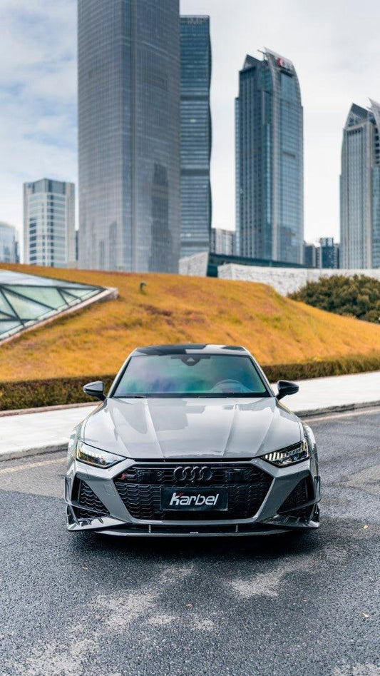 Audi RS6 C8 2020-ON & RS7 C8 2020-ON with Aftermarket Parts - Front Lip Pre-preg Carbon Fiber from Karbel Carbon