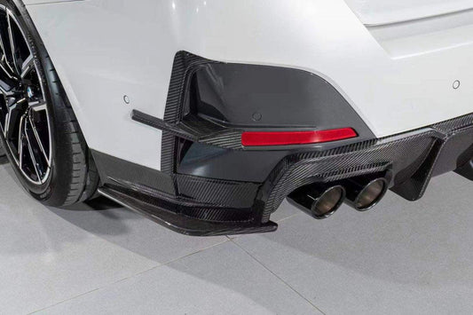 BMW 4 Series Gran Coupe M440i 430i (with M-package bumper, does not fit base model) G26 2022-ON with Aftermarket Parts - Rear Diffuser & Canards Pre-preg Carbon Fiber from Karbel Carbon