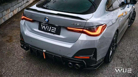 BMW I4 M50 / e Drive 40 (with M-package bumper, does not fit base model) G26 2022-ON & 4 Series Gran Coupe M440i 430i (with M-package bumper, does not fit base model) G26 2022-ON with Aftermarket Parts - Rear Spoiler Pre-preg Carbon Fiber from Karbel Carbon