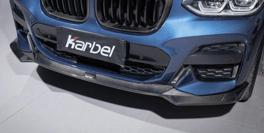 BMW X3 (with M-package bumper) G01 Pre-LCI 2019-2021 & X4 (with M-package bumper) G02 Pre-LCI 2019 2020 2021 with Aftermarket Parts - Front Lip Pre-preg Carbon Fiber from Karbel Carbon