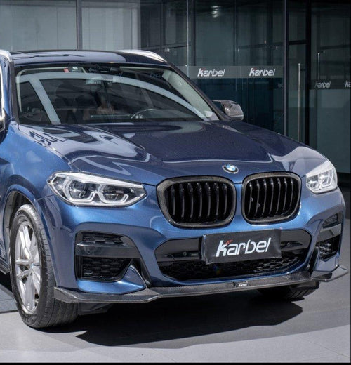 BMW X3 (with M-package bumper) G01 Pre-LCI 2019-2021 & X4 (with M-package bumper) G02 Pre-LCI 2019 2020 2021 with Aftermarket Parts - Front Lip Pre-preg Carbon Fiber from Karbel Carbon