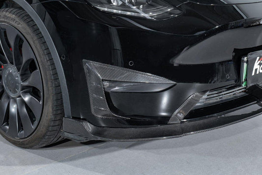 Tesla Model Y 2020-ON with Aftermarket Parts - Front Lip Pre-preg Carbon Fiber from Karbel Carbon