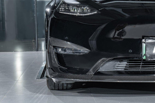 Tesla Model Y 2020-ON with Aftermarket Parts - Front Lip Pre-preg Carbon Fiber from Karbel Carbon