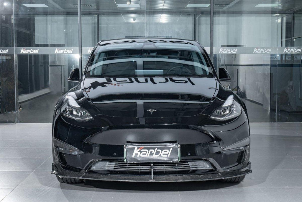 Karbel Carbon Pre-preg Carbon Fiber Front Lip Splitter for Tesla Model Y / Performance - Performance SpeedShop