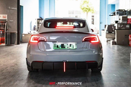 Tesla Model 3/P 2017 2018 2019 2020 2021 2022 2023 with Aftermarket Parts - Rear Diffuser & Canards Pre-preg Carbon Fiber from Karbel Carbon