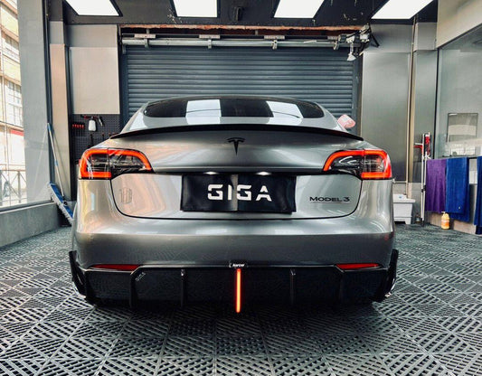 Tesla Model 3/P 2017 2018 2019 2020 2021 2022 2023 with Aftermarket Parts - Rear Diffuser & Canards Pre-preg Carbon Fiber from Karbel Carbon