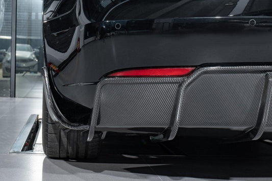 Tesla Model 3/P 2017 2018 2019 2020 2021 2022 2023 with Aftermarket Parts - Rear Diffuser & Canards Pre-preg Carbon Fiber from Karbel Carbon