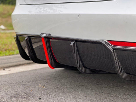 Tesla Model 3/P 2017 2018 2019 2020 2021 2022 2023 with Aftermarket Parts - Rear Diffuser & Canards Pre-preg Carbon Fiber from Karbel Carbon