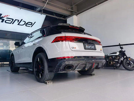 Audi Q8 2019-ON with Aftermarket Parts - V1 Style Rear Diffuser Pre-preg Carbon Fiber from Karbel Carbon