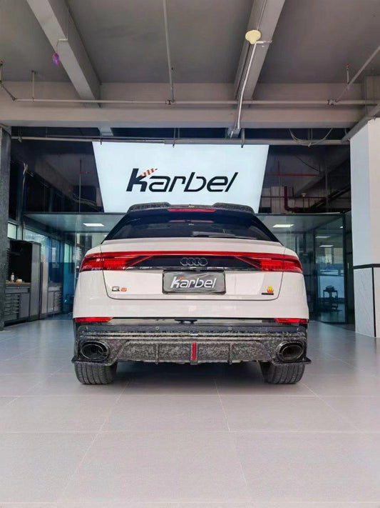 Audi Q8 2019-ON with Aftermarket Parts - V1 Style Rear Diffuser Pre-preg Carbon Fiber from Karbel Carbon