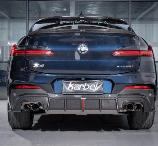 BMW X4 G02 Pre-LCI 2019-2021 with Aftermarket Parts - Rear Diffuser & Canards Pre-preg Carbon Fiber from Karbel Carbon