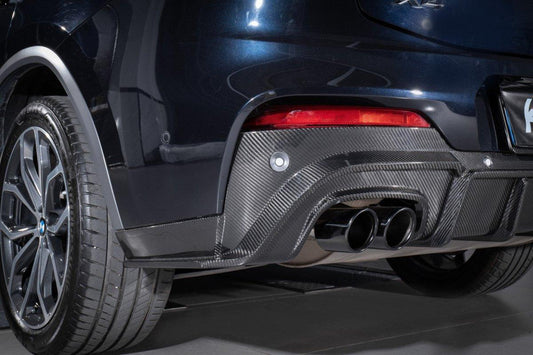 BMW X4 G02 Pre-LCI 2019-2021 with Aftermarket Parts - Rear Diffuser & Canards Pre-preg Carbon Fiber from Karbel Carbon