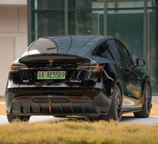 Tesla Model Y 2020-ON with Aftermarket Parts - Rear Diffuser Pre-preg Carbon Fiber from Karbel Carbon