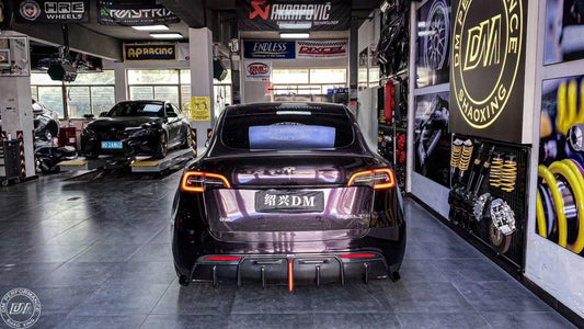 Tesla Model Y 2020-ON with Aftermarket Parts - Rear Diffuser Pre-preg Carbon Fiber from Karbel Carbon