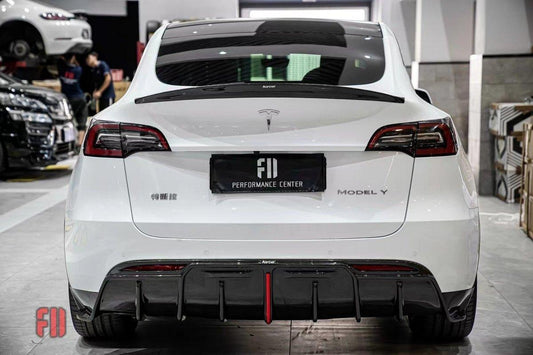 Tesla Model Y 2020-ON with Aftermarket Parts - Rear Diffuser Pre-preg Carbon Fiber from Karbel Carbon