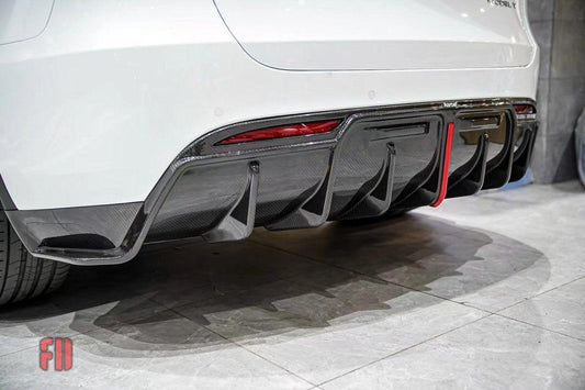 Tesla Model Y 2020-ON with Aftermarket Parts - Rear Diffuser Pre-preg Carbon Fiber from Karbel Carbon