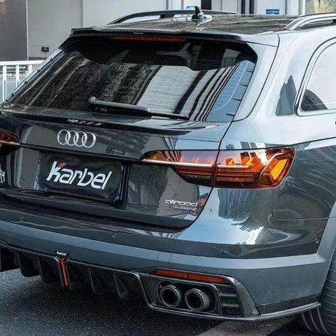 Audi A4 allroad B9 / B9.5 2017 2018 2019 with Aftermarket Parts - V1 Style Rear Roof Spoiler Pre-preg Carbon Fiber from Karbel Carbon