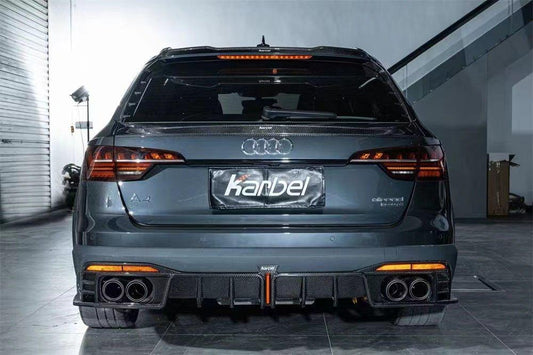 Audi A4 allroad B9 / B9.5 2017 2018 2019 with Aftermarket Parts - V1 Style Rear Roof Spoiler Pre-preg Carbon Fiber from Karbel Carbon