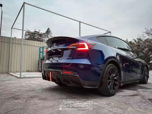 Tesla Model Y 2020-ON with Aftermarket Parts - Rear Spoiler Pre-preg Carbon Fiber from Karbel Carbon