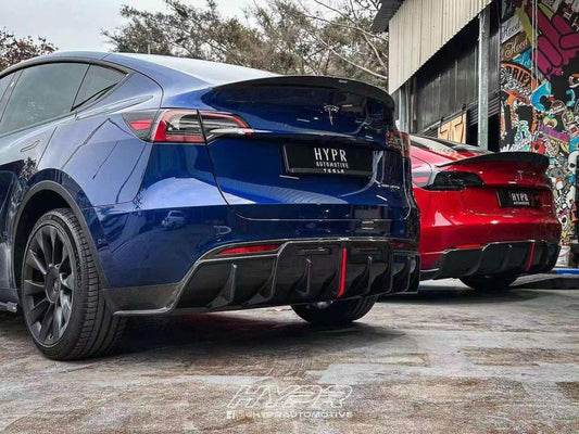 Tesla Model Y 2020-ON with Aftermarket Parts - Rear Spoiler Pre-preg Carbon Fiber from Karbel Carbon