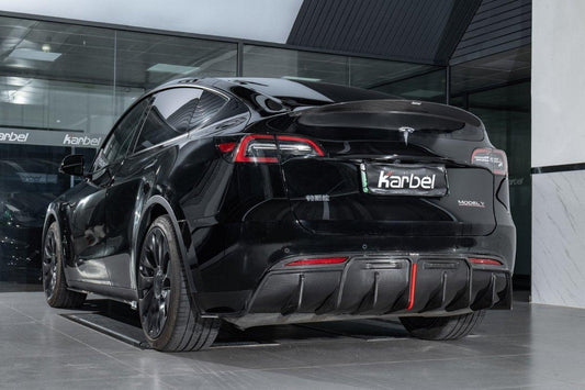 Tesla Model Y 2020-ON with Aftermarket Parts - Rear Spoiler Pre-preg Carbon Fiber from Karbel Carbon