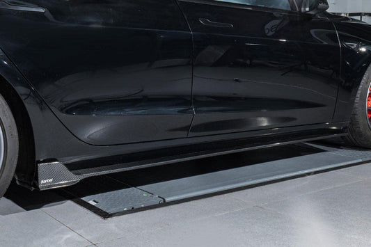 Tesla Model 3/P 2017-2023 with Aftermarket Parts - Side Skirts Pre-preg Carbon Fiber from Karbel Carbon