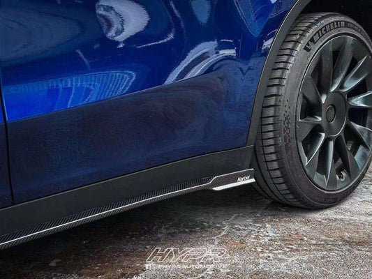 Tesla Model Y 2020-ON with Aftermarket Parts - Side Skirts Pre-preg Carbon Fiber from Karbel Carbon