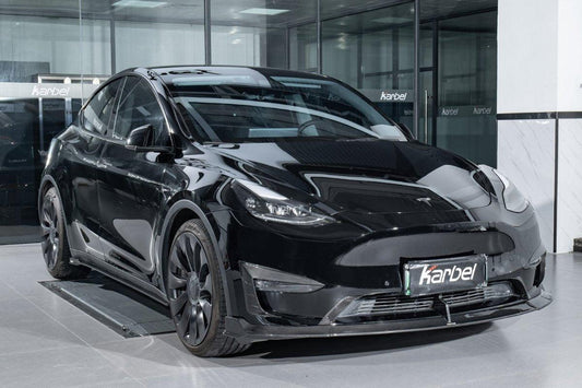 Tesla Model Y 2020-ON with Aftermarket Parts - Side Skirts Pre-preg Carbon Fiber from Karbel Carbon